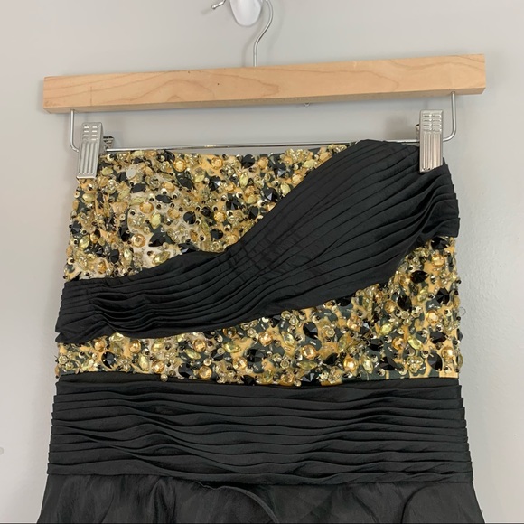 Jovani Dress Gown Prom Hi-Lo Sequin Animal Print Tiger Black Mini Train - Picture 4 of 9